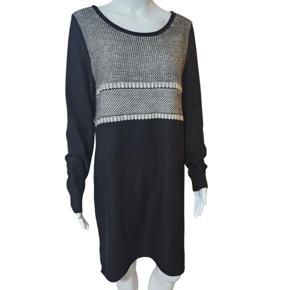 Athleta Cloudbreak Black and Gray Long Sleeve Merino Wool Sweater Dress Size L - Picture 4 of 10